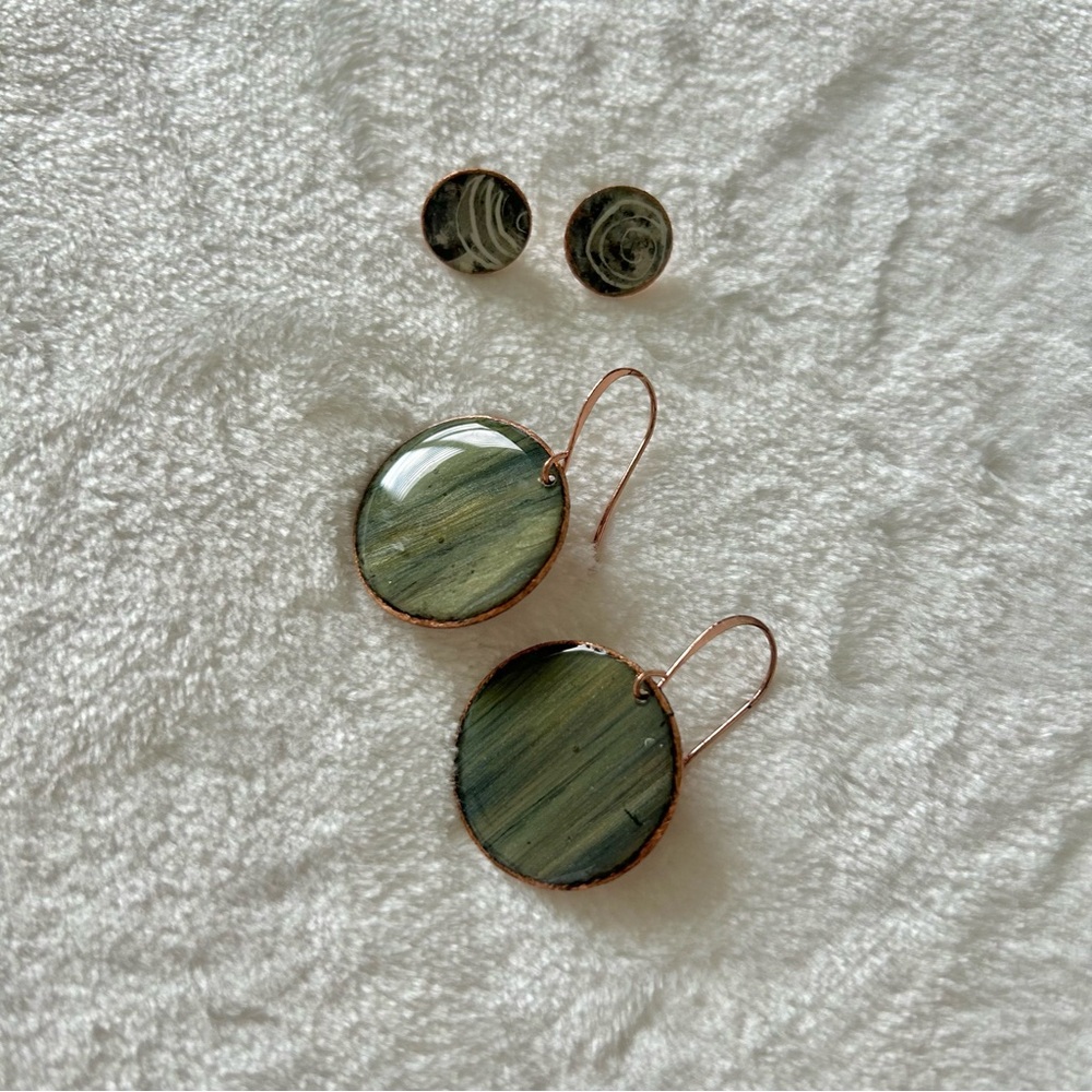 Elegant Copper Green Earrings Set